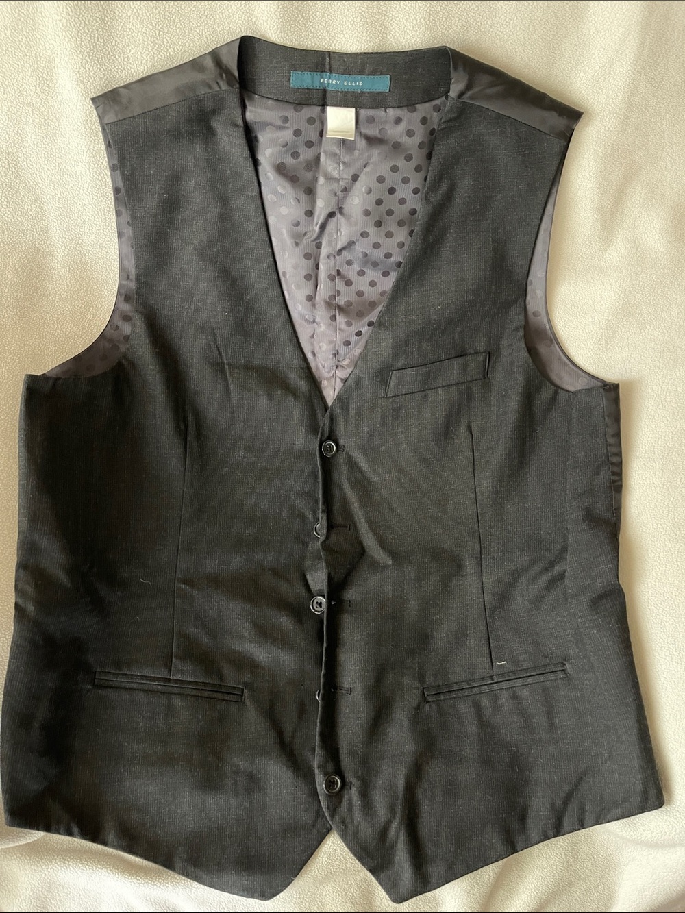 Perry Ellis Men's Black Tailored Dress Vest
